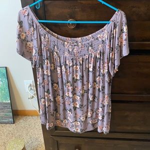 Off the shoulder flowy floral shirt